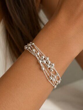925 Sterling Silver Bead Bracelet 4 MM Ball Bracelet Bead Bracelet
